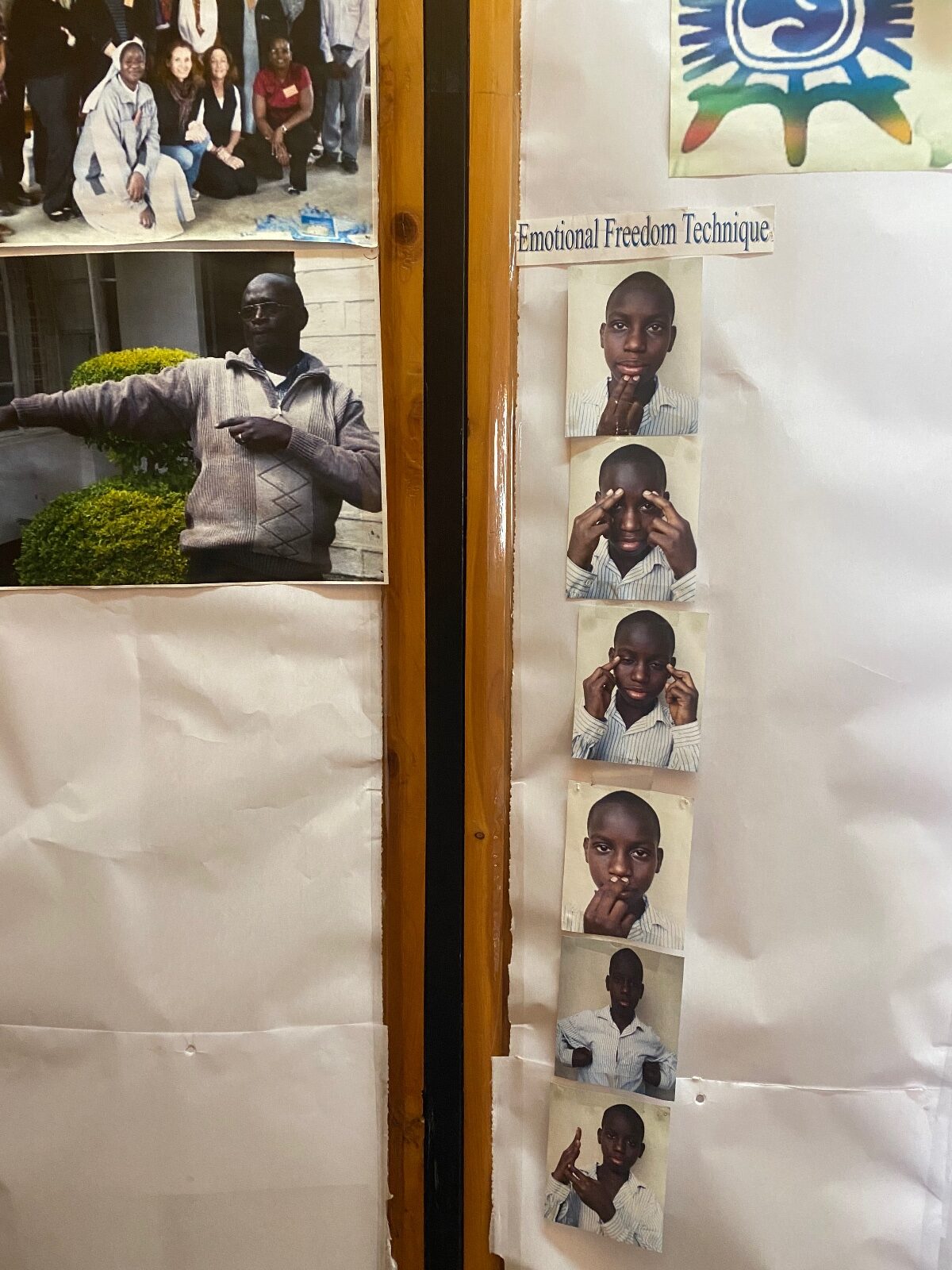 Emotional Freedom Technique (EFT) steps demonstrated by a young boy.