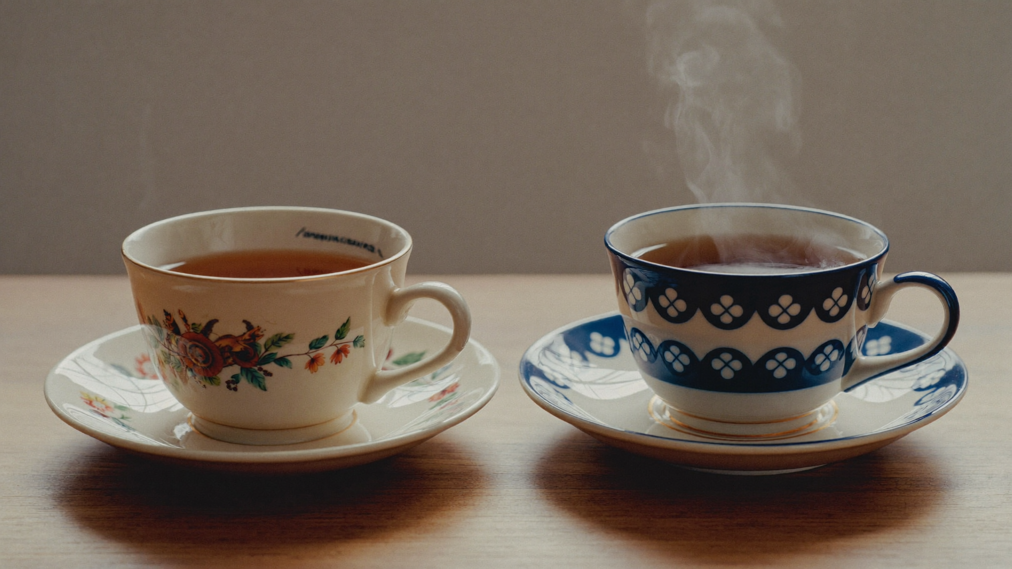 Two cups of tea side by side, a picture of companionship